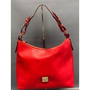 Dooney & Bourke Pebble Grain Hobo Italian Saffiano Leather Top Zip Shoulder Bag